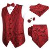Alizeal Set Gilet da Completo Classico da Uomo 5 Pezzi Paisley Jacquard, XL
