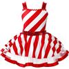 Loodgao Bambine Costume Di Natale A Bastoncino Di Caramella Senza Maniche A Righe Figura Leotard Per Pattinaggio Su Ghiaccio Vestito Tutu Rosso 9-10 anni