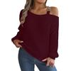 Generico Maglieria Donna Sottogiacca Donna Manica Lunga Maglione Pullover con Maniche Scoperte E Fibbia in Metallo Casual Autunno Inverno da Maglia Cotone Manica Lunga Falconeri Red S