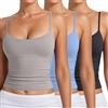Generico 3 Pezzi Canotta Donna in Microfibra con Spalline Strette, Canottiera Senza Cuciture Elasticizzata Colore Nero, Black+Grey+Blue, XS