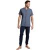 SNELLY Pigiama Uomo Estivo Primaverile 100% Cotone, Pigiami 2 Pezzi Lungo o Corto con Bottoni (Aperto o Collo a Serafino), Elegante Fantasia a Scelta, Taglia 48 50 52 54 56 58 60 (Taglie Forti)