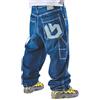 The blueskin Jeans Baggy Uomo - Denim Blu Stone Wash Used Oversize - 100% Cotone Made in Italy - Stile Skate Hip Hop Streetwear - Tasca Ricamata - W 34 IT 48