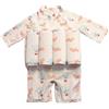 La-haut kids Costume da bagno anti-annegamento per ragazzo, motivo: mongolfiere e aerei, tuta a maniche lunghe, beige stile vintage