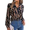 XUSAI Camicia abbottonata a Maniche Lunghe per Camicetta in Chiffon a Righe Color Block Moda Donna,Marrone,XL