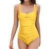 SHEKINI Donna Costumi Interi Push up Crossover Ruched Monokini Costume da Bagno Vintage Shirred One Piece Costume da Bagno(S,Giallo Limone)