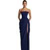 Generic Vestito di Ballo 2026 Senza Spalline Chiffon Abito da Sera Sirena Lungo con Spacco Abito Damigella Matrimonio Donna Invitata Cerimonia con Corsetto