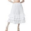 BEAUTELICATE Sottogonna Donna Cotone Lunga Corto Mezza Sottoveste a Gonna Antistatico Vita Elastica sotto Gonna con Volant (Tre Volant - 80cm,S)
