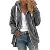Generico Pail Donna Felpa Lunga Donna Giacca Montagna Maglione con Cappuccio Tinta Unita da Taglie Forti in Caldo Pile di Lana con Cerniera. Felpa Pile Zip Grey XXXL