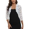 MISS MOLY Bolero da Donna per Feste con Pizzo, Giacca Corta da Cerimonia con Maniche a 3/4, Maglia Top, bianco, 44-46