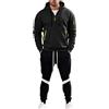 YOSUWOAI Tuta da jogging da uomo, in cotone, 2 pezzi, con cappuccio con cerniera 1/4, lunga, sportiva, comoda felpa e pantaloni da jogging, O nero., 3XL