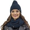 Vivisence Set Invernale da Donna con Cappello E Scaldacollo A Doppio Giro Realizzato in Filato Caldo E Morbido Perfetto per Protezione dal Freddo Stile Elegante E Classico, Blu Scuro,Taglia Unica