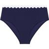 YAMAMAY - Bikini Parte Bassa Taglio Classico, Donna, Marena, Blu Navy con Dettagli in Bianco, monocromo