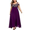 Minetom Donna Pizzo Vestito Lungo Elegante Pizzo Taglie Forti Vestiti da Cerimonia Cocktail Sera Fuori dalla Spalla Maxi Abito Casual Estivi Abiti