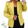Generic Blazer da donna minimalista con colletto a risvolto con bottoni, stile casual da lavoro, con colletto a tacca e maniche lunghe, Giallo, L