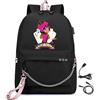 LKY STAR Anime Hazbin Hotel Zaino con Caricatore USB Presa per Le Cuffie Zaini per PC Portatili,Ragazze Ragazzi Grande capacità Backpack per Adolescente