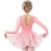 DANSHOW Body da Danza Classica per Ragazze Body da Danza a Maniche Lunghe Body da Danza per Bambini(40421-08Q-L)