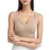Fulidngzg Intimo Donna con Reggiseno Incorporato Elasticizzato Elegante Intimo Calda Cotone Traspirante Canottiera Completo Invernali Canottiere Sportiva Maglia Termica Termica Smanicato Maglia