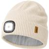 ATNKE LED Cappello con Luce, USB Ricaricabile 4 LED Luce Cappello Corsa Torcia Mani Libere Lampada Invernale Testa Calda Berretto Lavorato Maglia con Pile Foderato Regali per Uomo e Donna/Beige