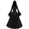 Generico Vestito Gotico Donna Halloween Abito retrò Medievale con Maniche A Tromba Stile Vittoriano per Il Rinascimento Malefica Costume Vampira Comfort