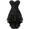 WAZHAKU Corsetto abito da donna gonna set corpetto intero in pizzo asimmetrico da donna goticpunk corto asimmetrico abito corsetto vampiro costume sexy gonna corta in pizzo steampunk, Nero , XS