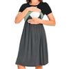 Bearsland Abito da allattamento da donna a maniche corte, patchwork, con tasca, Verde, S