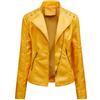OULIWANGLUO Giacca corta da donna in pelle leggera, con collo a risvolto, sottile, in similpelle, primavera, estate, autunno, giacca da motociclista, giallo., L