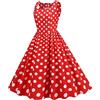 Bauzuoyo Rockabilly, abito da donna vintage anni '50, senza maniche, a pois, stile coctail, alla moda degli anni '60, con spalline sottili, tunica, per feste, balli, costumi di carnevale, A4 rosso., M