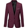 QREXVOG Giacca Casual Slim da Uomo Blazer A Un Bottone Cena Formale Matrimonio Elegante Smoking (Vino Rosso,M)