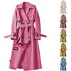 Generisch - Trench da donna, doppiopetto lungo, classico cappotto, giacca trench con cintura, mantello elegante, giacca a vento, soprabito traspirante, cappotto lungo, M