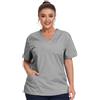 JONATHAN UNIFORM Camice Medico Donna 3 Tasche Casacca Sanitaria a Manica Corta Scollo V, OSS Divisa Infermiere Donna per Dentista Clinica Dentale (Grigio, XL)