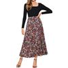 Allegra K Donna Abito Vintage Floreale Patchwork Maniche Lunghe Cocktail