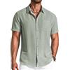 COOFANDY Camicia Uomo Manica Corta Classica Comoda Camicia Estiva Casual Tempo Libero Spiaggia con Taschino