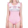 LittleForBig Tuta intera a pigiama senza maniche, con balze, in seta, vintage, rosa, M