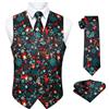 Enlision Gilet da Uomo Funky Natale Gilet Cravatta Fazzoletto Christmas Set Nero XL