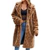 SYDUZAX Cappotto Donna Invernale Nuovo Giacca di Pelliccia Ecologica Elegante Cappotto con Revers di Media Lunghezza e Tasche Giacca da Donna con Stampa in Morbido Peluche retrò Giacca Comoda Ispessita S-3XL