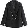 Generic Giacche in tweed da donna oversize a maniche lunghe tinta unita scollo a V giacche da ufficio cappotti