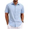 Casey Kevin Camicia Lino Uomo Estiva Henley Shirts Tinta Unita Elegante Casual da Spiaggia Maglietta