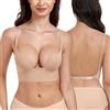 DotVol Reggiseno con Chiusura Frontale Racerback Forte Sostegno Taglie Grandi Intimo Senza imbottituraBeige con bastoncini2B