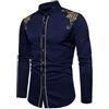 Rrongwn Camicia medievale da uomo con ricamo palazzo slim camicia a maniche lunghe vintage formale camicia a maniche lunghe abito da festa camicie button down manica lunga camicia risvolto con stampa