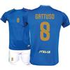 Generico Kit Maglia Italia Calcio Gattuso 8 e Pantaloncino, Blu con Stampe in Oro, Replica Maglietta Nazionale Italiana, Taglie da Bambino