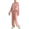 Hveuluop Gieen Pigiama da Donna a Coste - Maglia a Maniche Lunghe con Scollo Rotondo e Pantaloni in Pile Corallo, vestibilità Comoda, in Velluto Corallo, Taglia Unica