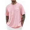 iudam Maglietta da uomo a maniche corte, girocollo, estiva, con stampa grafica, motivo palma, in cotone, casual, traspirante, Colore: rosa., XXL