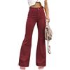nicticsi Pantaloni in Velluto a Coste da Donna Tinta Unita Vintage Sweatpants con Tasche Bootcut Pantalonii a Vita Alta Classici per Il Tempo Libero A Claretto XL