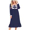 WOXIHUAN Camicia da Notte Donna Cotone Modal Morbida Camicie da Notte Manica Lunga Eleganti Taglie Forti Vestiti Premaman con Tasche