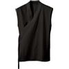 Generisch Gilet Tradizionale Uomo Senza Maniche Giapponese Kimono Giacca Per Allacciare Cotone Lino Abbigliamento Cinese Hanfu Tang Tuta Confortevole Traspirante Tshirt, Nero , XXL