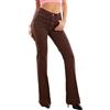 Toocool Jeans Donna Pantaloni Campana Zampa Elefante Flare Pantaloni Elasticizzati Vita Alta KM3560 [Marrone,S]