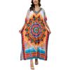L-Peach Donna Abito da Spiaggia Caftan Maxi Parei Copricostume Copribikini Cover Up Beachwear