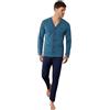 Galeone - Biancheria e Tessuti IIGranchio - Pigiama Uomo Aperto Davanti | Cotone 100% | Lungo - Scollo Serafino - Pigiama Uomo, Completo Notte | Cotone Morbido - Traspirante - Comfort Naturale Quotidiano | OTTANIO L