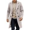 Generisch Cappotto lungo da uomo, cappotto invernale doppiopetto in lana business, cappotto da uomo con colletto a tacca caldo, trench casual, blazer giacca tinta unita, cappotto di lana outdoor