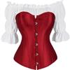 WLFFW Corsetto Burlesque Donna Corpetto Satin con Camicia XS Vino Rosso